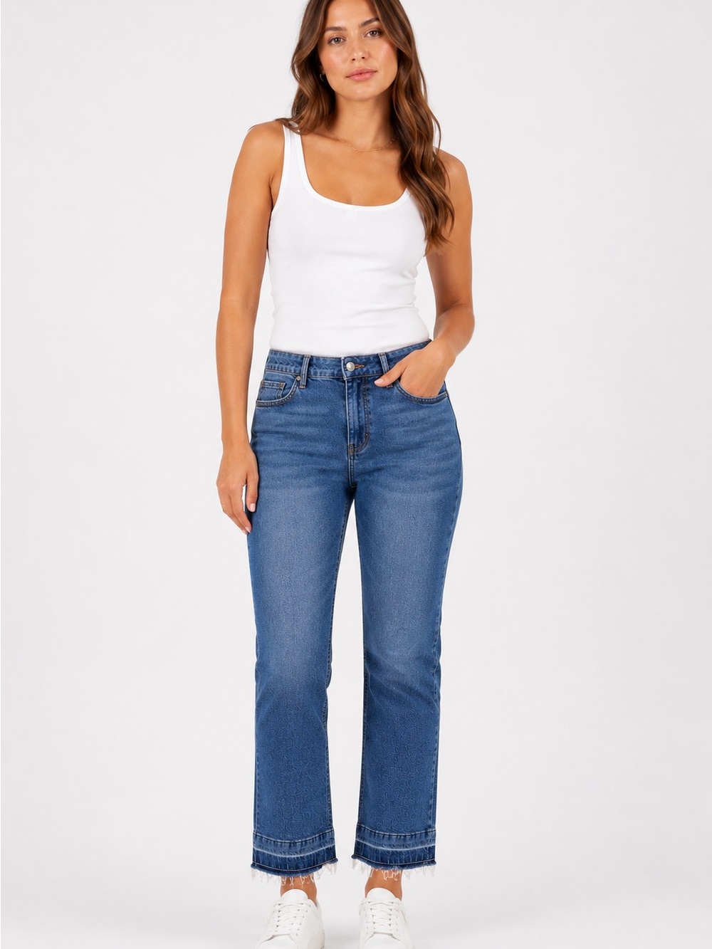 Good American Good Boy Super High-rise Straight Raw Hem Jeans 32” Inseam